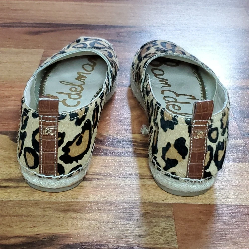 Sam Edelman Khloe Calf Hair Espadrille Leopard Print Leather 8.5